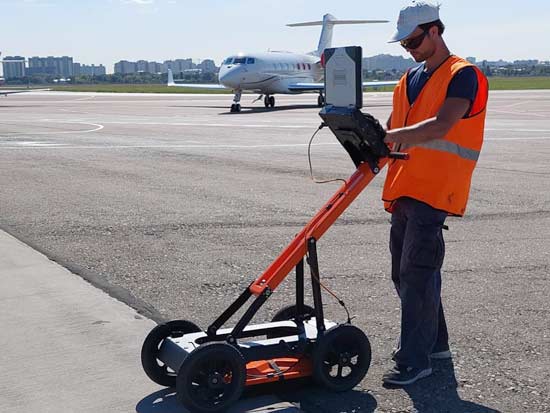 investigation in airport with VIY ground penetrating radar