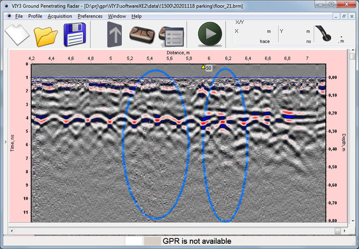 GPR profile after median filter