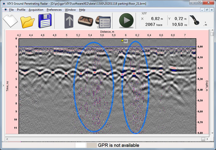 GPR profile befor median filter