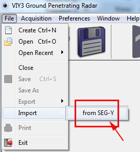 SEG-Y files import from Synchro program
